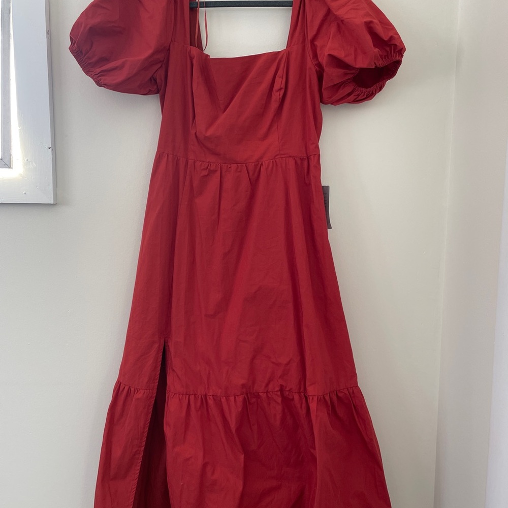 Romantic Red Puff Sleeve Dress